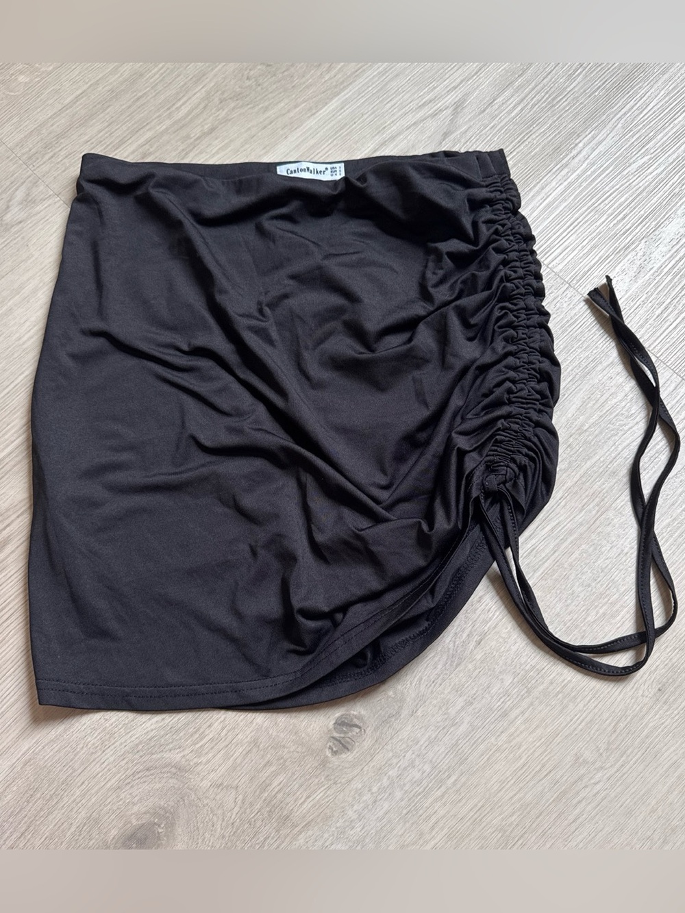 Black Ruched Side-Tie Mini Skirt
